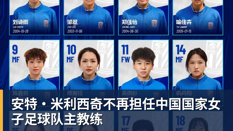 安特·米利西奇不再担任中国国家女子足球队主教练